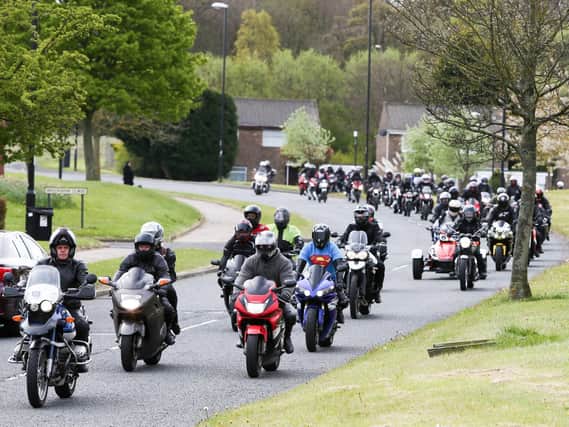 Bikers follow Mr Golden's funeral cortege to Sunderland Crematorium in 2017.