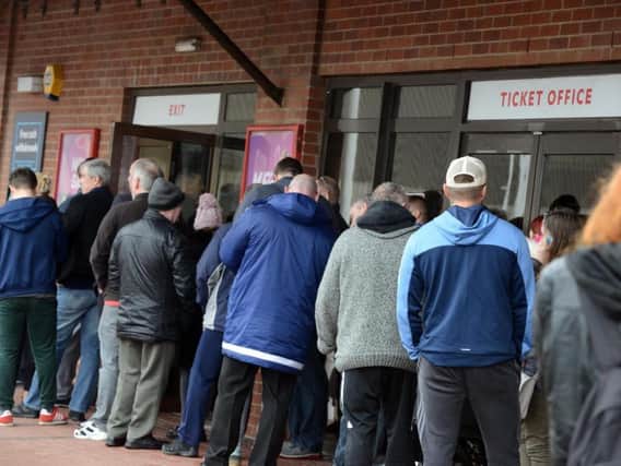 Queues outside the ticket office yesterday over registration woes