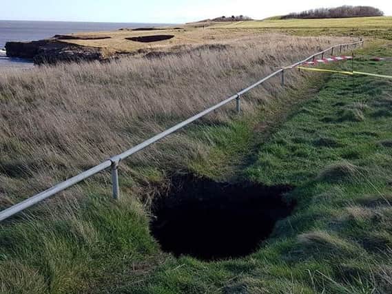 Sink hole opened on Souter Cliffs. Picture by Ian Richardson