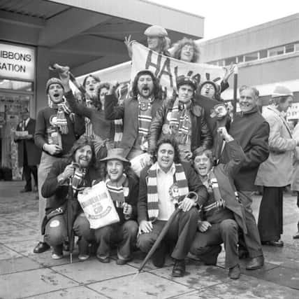 Fans pictured at Sunderland station as they got  ready to go to the 1973 FA Cup Final - the last time Sunderland  won at Wembley.