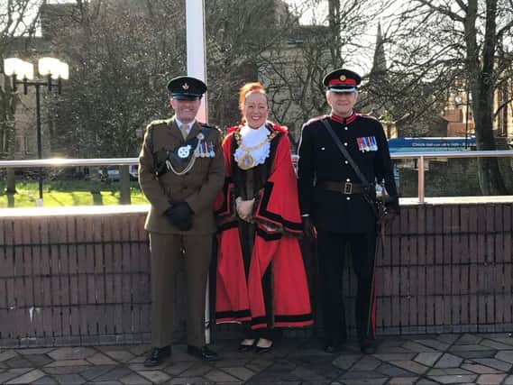 Captain Robert Towers (8 Rifles) was among those joining Mayor of Sunderland Coun Lynda Scanlan and Deputy Lieutenant of Tyne and Wear Norman Taylor MBE at the ceremonial raising of the Commonwealth Flag