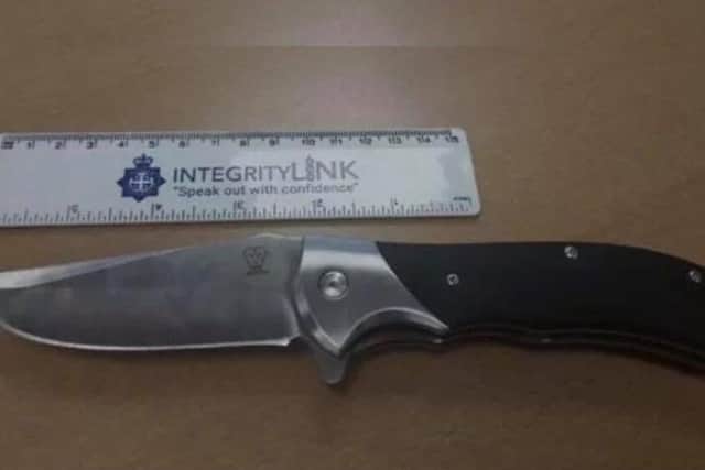 The knife was found in possession of a school girl. Picture by Peterlee Police