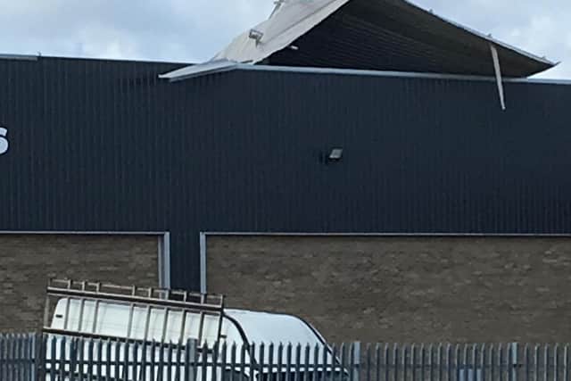 Damage to the roof of Peterlee Glass Company's factory.