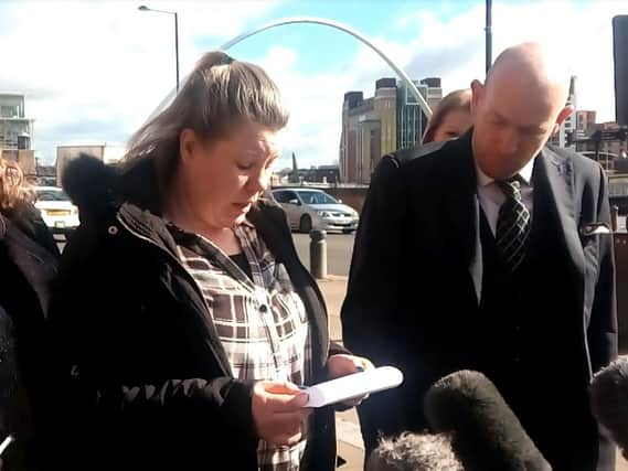 Joan Hoggett's daughter Michelle Young and son Robert Young spoke outside Newcastle Crown Court.