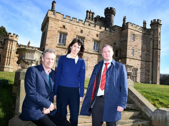 The Earl and Countess of Durham, with Miller Homes North Easts regional managing director Patrick Arkle in front of Lambton Castle