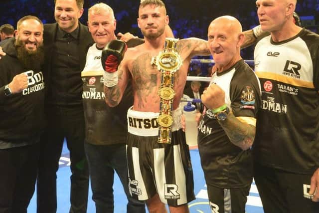 Lewis Ritson (centre) - Pic via Matchroom Boxing.
