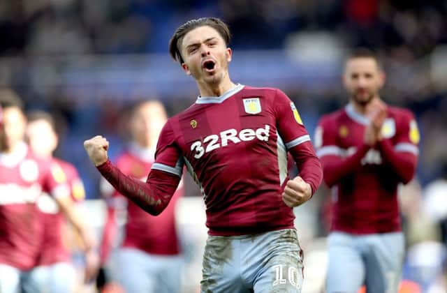 Aston Villa's Jack Grealish celebrates after the final whistle during the Sky Bet Championship match at St Andrew's Trillion Trophy Stadium, Birmingham. PRESS ASSOCIATION Photo. Picture date: Sunday March 10, 2019. See PA story SOCCER Birmingham. Photo credit should read: Nick Potts/PA Wire. RESTRICTIONS: EDITORIAL USE ONLY No use with unauthorised audio, video, data, fixture lists, club/league logos or "live" services. Online in-match use limited to 120 images, no video emulation. No use in betting, games or single club/league/player publications.