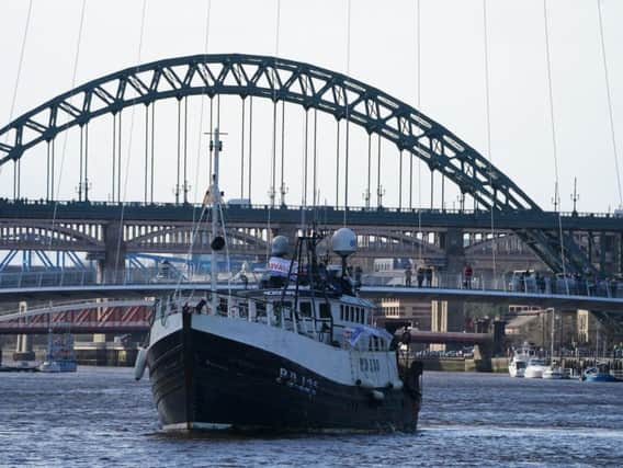 Fishing For Leave protestors protest against the Prime Minister's Brexit plans on the River Tyne in Newcastle.