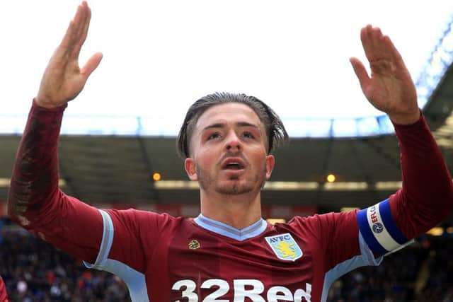 Aston Villa's Jack Grealish celebrates scoring his sides first goal of the game during the Sky Bet Championship match at St Andrew's Trillion Trophy Stadium, Birmingham. PRESS ASSOCIATION Photo. Picture date: Sunday March 10, 2019. See PA story SOCCER Birmingham. Photo credit should read: Nick Potts/PA Wire. RESTRICTIONS: EDITORIAL USE ONLY No use with unauthorised audio, video, data, fixture lists, club/league logos or "live" services. Online in-match use limited to 120 images, no video emulation. No use in betting, games or single club/league/player publications.