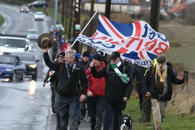 About 100 people set off from Sunderland on the March To Leave campaign led by Nigel Farage.