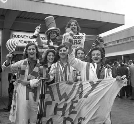 Fans leaving for London at Sunderland Station
 in 1973.