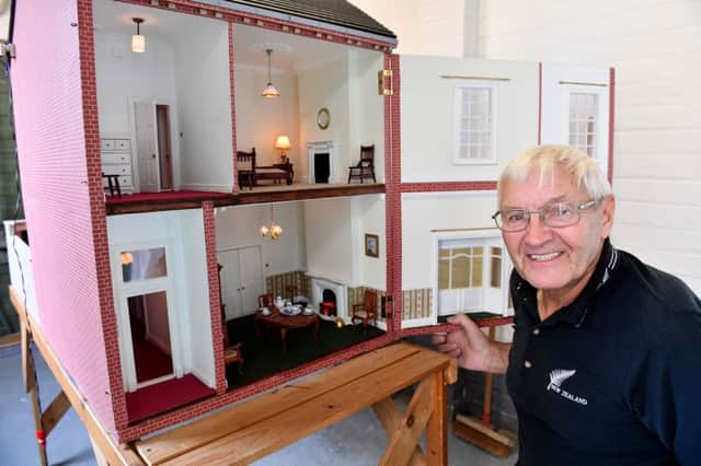 Wally Nanson next to the model house he made as replica of his former Roker Avenue home. Picture by FRANK REID
