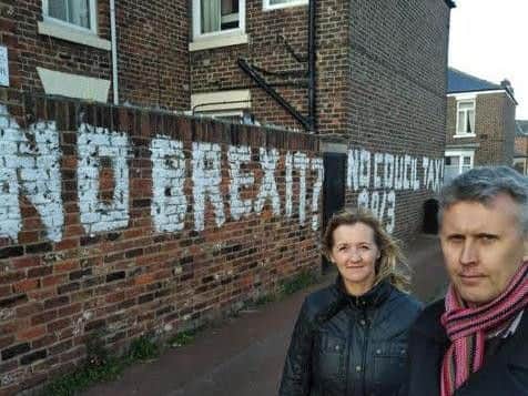 Lib Dem campaigner Julia Potts and Councillor Andrew Wood pictured at the junction of Derby Street.