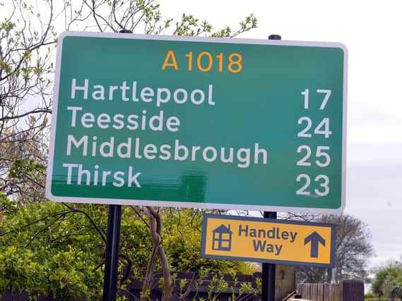The sign on the A1018 which has since been removed.