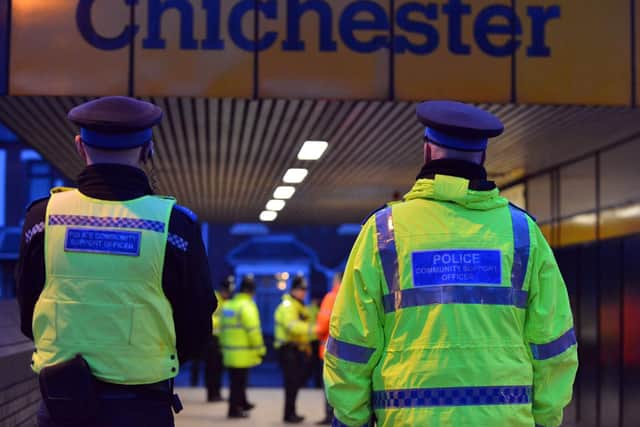 Police officers at Chichester Metro in South Shields.
