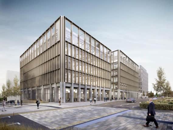 An artist's impression of new public sector hub at Vaux site view from Keel Square