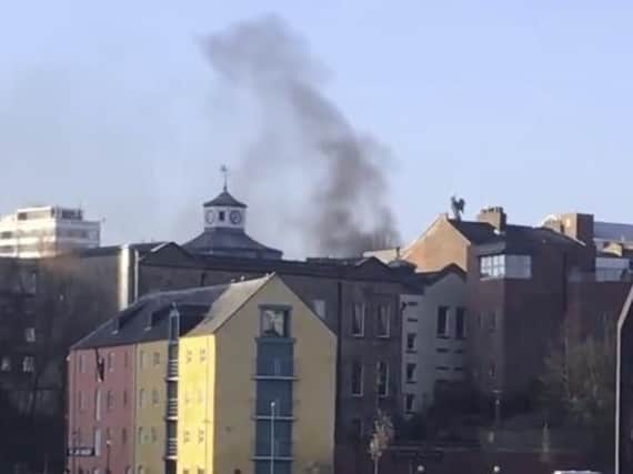 Smoke seen above the city centre. Picture and footage by Carole Watson.