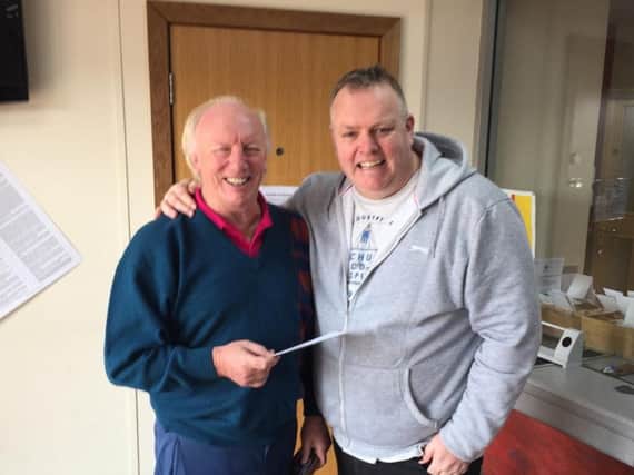 Sunderland fan John Small with former player Micky Horswill.