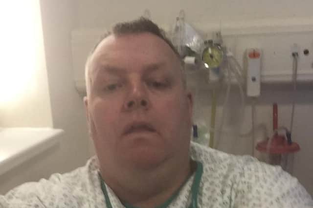 John Small just minutes before he was due to undergo an operation at Sunderland Royal Hospital.