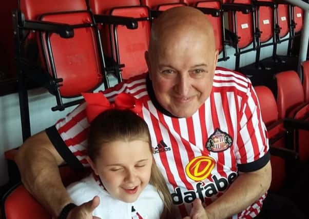Nicole Agar and her granddad Ian Fitzgerald in one of the boxes at the Stadium of Light.