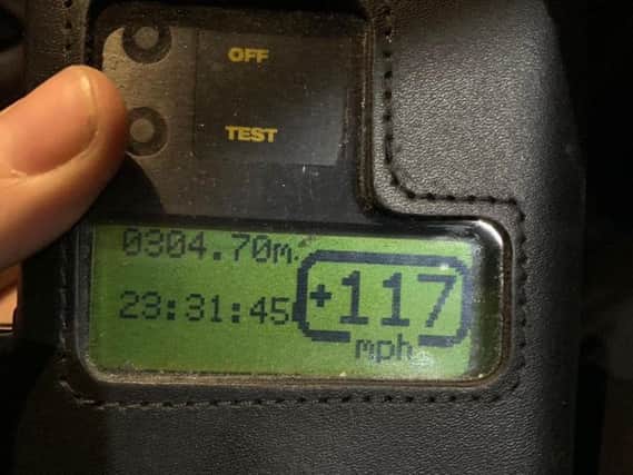 A picture of a speedometer posted by Durham Roads Policing Unit.