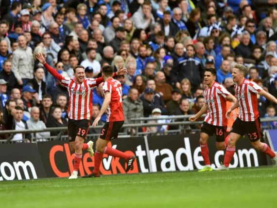 Aiden McGeady scored twice for Sunderland against Portsmouth at Wembley.