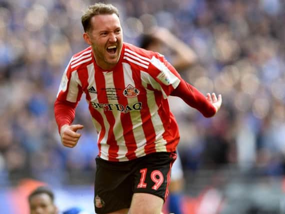 Aiden McGeady celebrates his second goal against Portsmouth.