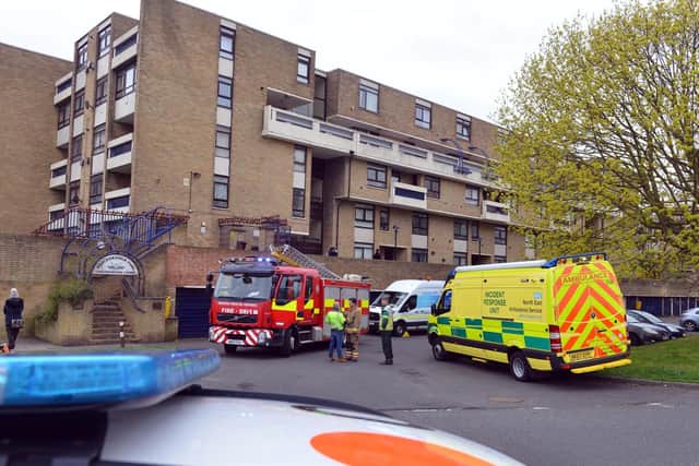 One person was taken to hospital after a suspected gas explosion at a flat in Collingwood Court.