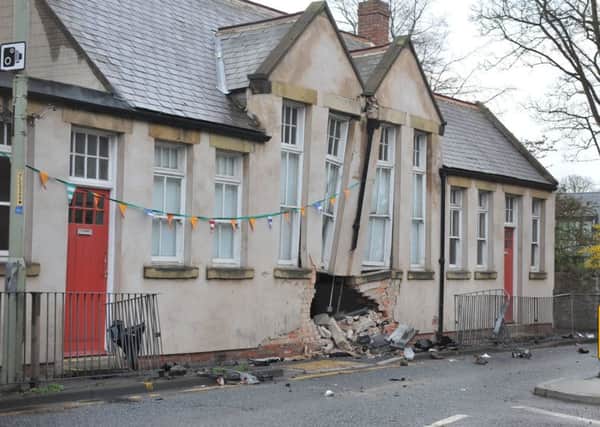 Scene of accident at All Saints Church Hall, Cleadon Village.