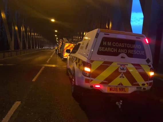 The Coastguard team on the Queen Alexandra Bridge during the call out. Photo by Sunderland Coastguard Rescue Team.