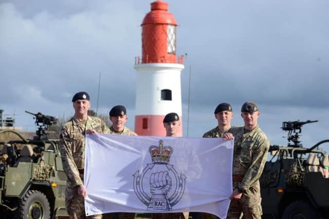 Royal Armoured Corps 80th anniversary at Souter Lighthouse. From left Sgt Paul Hartin, Lcpl Dominic Ezard, Tpr Adam Rogan, Tpr Dan Wheatley and Sgt Craig Metcalfe