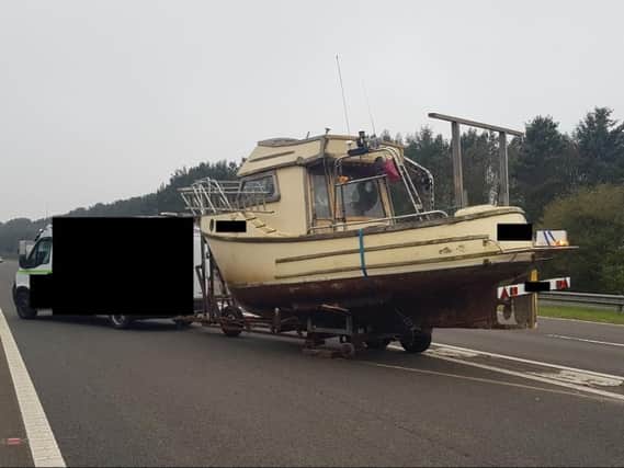 A boat was stranded on the A194M southbound earlier today.
Image by Highways England.