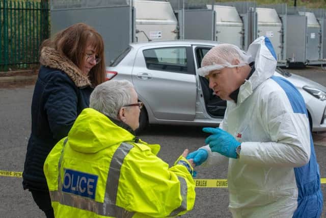 Forensic officers worked with Margaret Thornton to share their expertise as they worked together to solve the crime.