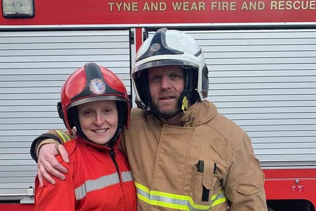 Brother and sister duo, Sam Nicholson and Ed Copper, celebrate National Siblings Day with Tyne and Wear Fire and Rescue Service.