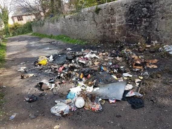 The rubbish dumped in Sunniside Lane
