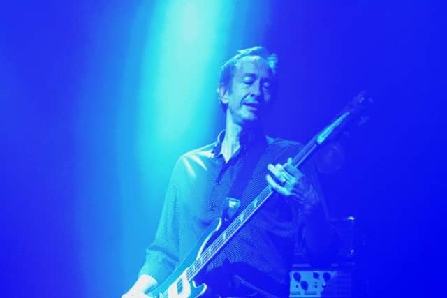 Suede bass player Mat Osman performing at the O2 Academy in Newcastle on the opening night of their UK tour. Pic: Gary Welford.