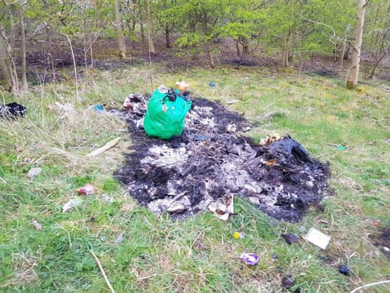 The flytipped rubbish was then set alight