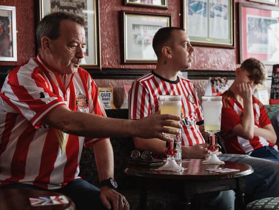 Some of the glassware created by Erin Dickson and used by SAFC supporters at the Colliery Tavern pub.