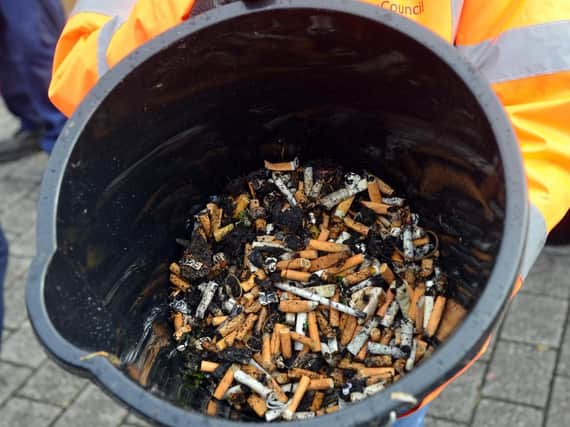 Discarded cigarette butts removed from Sunderland city centre as part of the deep clean.