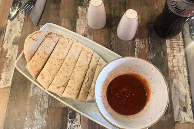 Pitta with red pepper dip starter