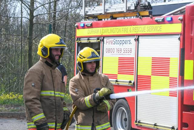 Sunderland stars Will Grigg and Reece James at Peterlee Fire Station