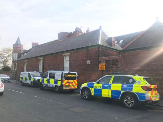 Police vehicles in Tunstall Road, Sunderland.