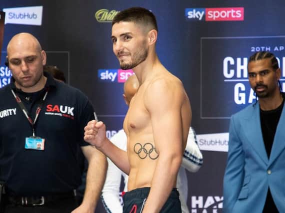 Josh Kelly at yesterday's weigh in (Mark Robinson).