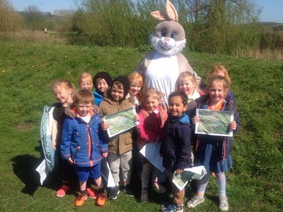 Youngsters meet the Easter Bunny at Durham University holiday camp.