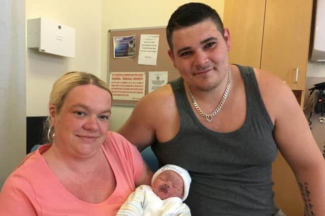 Amanda Ackroyd and partner Connor Jamieson with son Connor Vernon Jamieson, born on Monday, May 6 at Sunderland Royal Hospital.