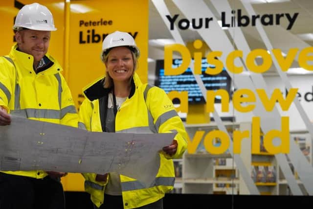 Durham County Council workers Matthew Bewick, funding and commissioning officer from the Swim Local Pilot team, and Emma Wyndham, business
development officer at Peterlee Leisure Centre as the revamp project comes to a close.