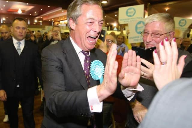 Mr Farage on his way to the stage at the rally.