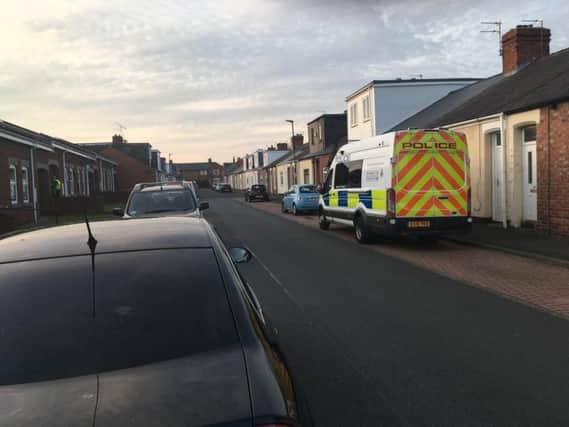 Police in Edward Burdis Street, Southwick, Sunderland, on Monday evening following an incident which left a man fighting for his life over the weekend.