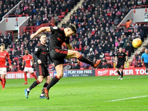 Luke O'Nien scores at the Valley earlier this season