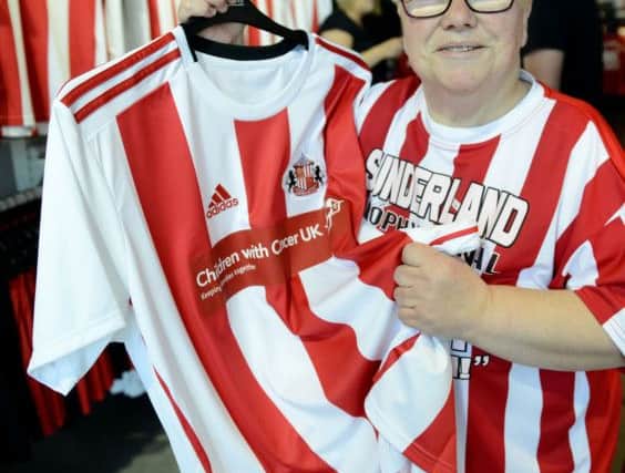 Lesley Cutting 951) from Seaham with her new Sunderland AFC shirt. Picture by FRANK REID